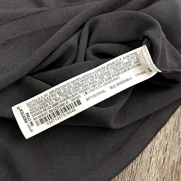 EUC Zara Charcoal Long Sleeve Crewneck Knit Top Sz Large Fitted Minimal Layering - Picture 12 of 16